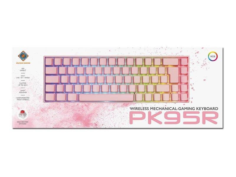 Deltaco GAMING PK95R Wireless Keyboard (UK) - Gaming Tastaturen - Englisch - UK - Pink