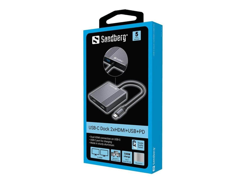 Sandberg USB-C Dock 2xHDMI+USB+PD