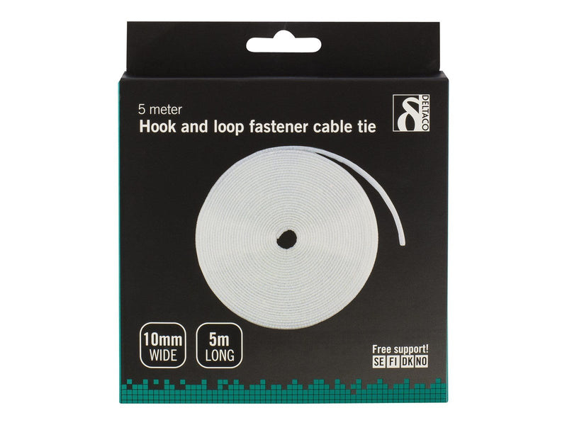 Deltaco Cable Ties 10mm 5m White