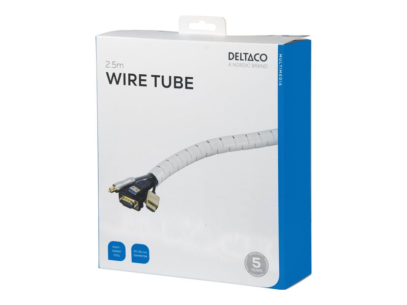 Deltaco Nylon cable cover 2.5m white