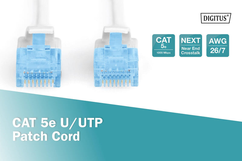 DIGITUS Patch-Kabel RJ-45 (M) zu RJ-45 (M) 0.5 m CCA U/UTP Cat 5e weiß (DK-1512-005/WH)