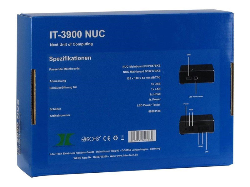 Inter-Tech IT-3900 NUC - Gehäuse - Ultra small form factor - Schwarz