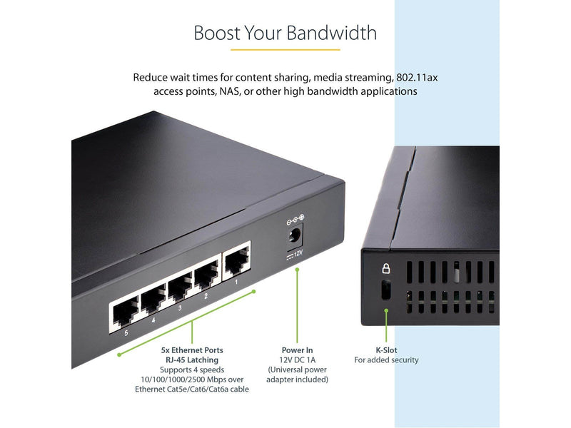 StarTech.com Unmanaged 2.5G Switch 5 Port Gigabit Switch