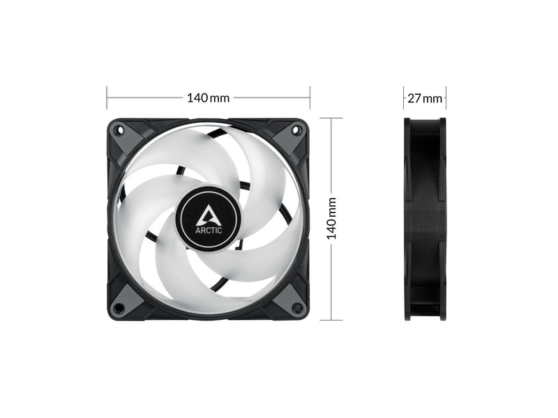 Arctic P14 PWM PST A-RGB - Black - Gehäuselüfter - 140mm - Schwarz mit RGB LED - 23 dBA