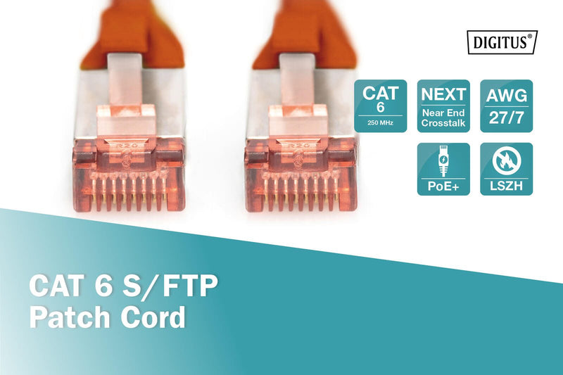 DIGITUS Patch-Kabel RJ-45 (M) zu RJ-45 (M) 2m Kupfer S/FTP Cat 6 rot (DK-1644-020/R)