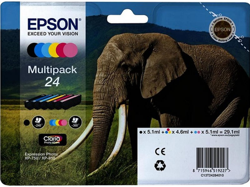 Epson 24 Multipack (Black Yellow Cyan Magenta / Light Cyan / Light Magenta) - Tintenpatrone Cyan