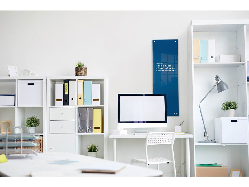 Nobo  Schmales Glas Whiteboard 30 x 90 cm Blau