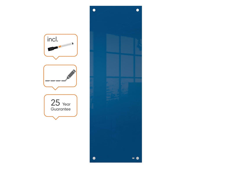Nobo  Schmales Glas Whiteboard 30 x 90 cm Blau