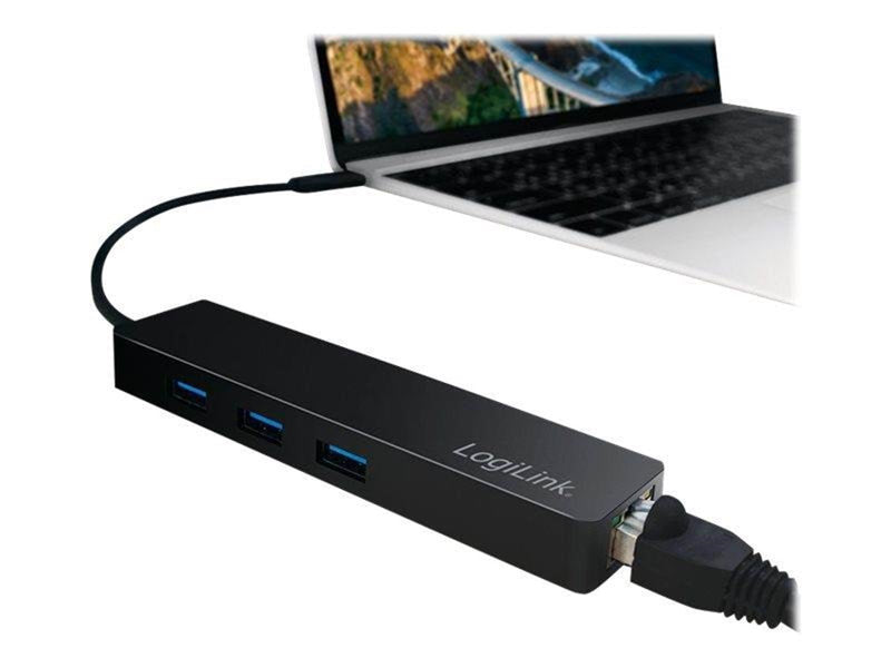 LogiLink USB 3.2 Gen 1x1 USB-C 3-port hub with gigabit adapter USB-Hubs - 3 - Schwarz