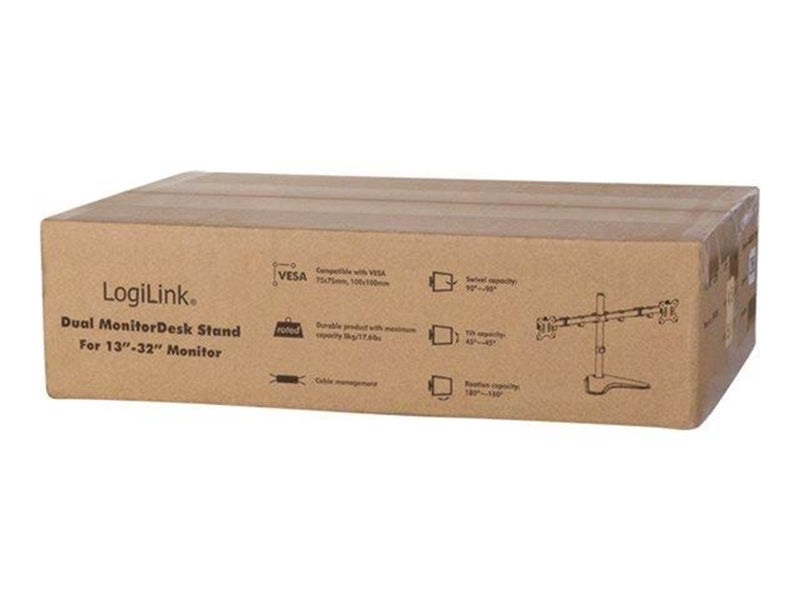LogiLink Dual monitor stand 13–32" steel arm length: each 460 mm