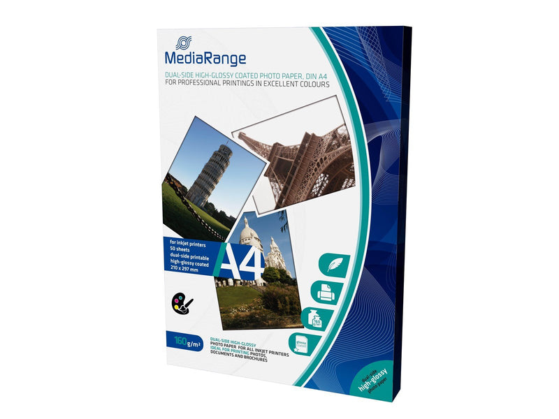 MediaRange High-glossy - white - A4 (210 x 297 mm) - 160 g/m² - 50 sheet(s) photo paper