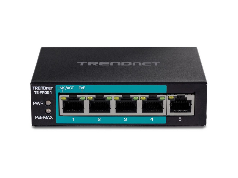 TRENDnet TE-FP051 5-Port Unmanaged Fast Ethernet Long Range PoE+ Switch