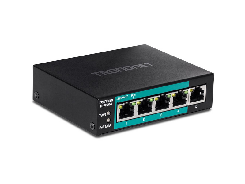 TRENDnet TE-FP051 5-Port Unmanaged Fast Ethernet Long Range PoE+ Switch