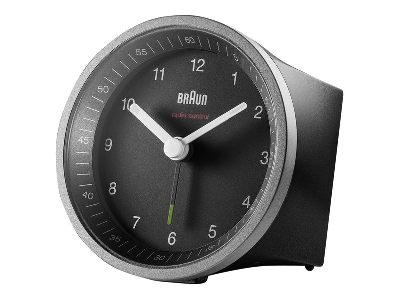Braun BC07 - alarm clock - round - quartz - desktop - silver/black