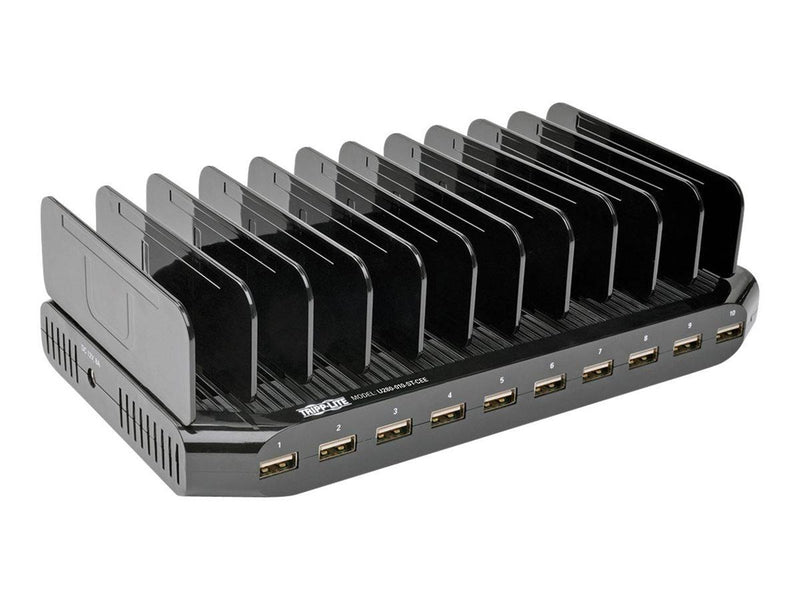 Tripp Lite 10-Port USB Charging Station with Adjustable Storage 12V 8A (96W) USB Charger Output Schuko Power Cord power adapter