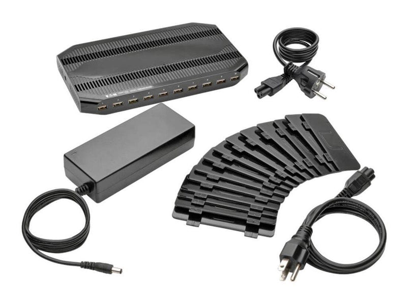 Tripp Lite 10-Port USB Charging Station with Adjustable Storage 12V 8A (96W) USB Charger Output Schuko Power Cord power adapter