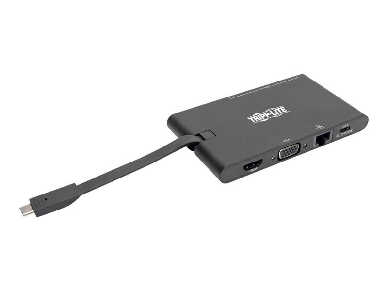 Tripp Lite USB-C Laptop Docking Station - HDMI VGA GbE 4K @ 30 Hz Thunderbolt 3 USB-A USB-C PD Charging 3.0 Black - docking stat