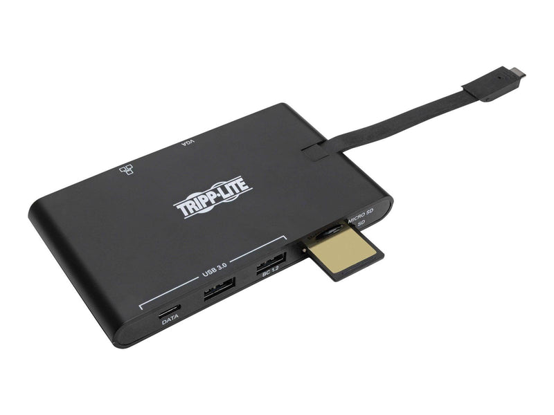 Tripp Lite USB-C Laptop Docking Station - HDMI VGA GbE 4K @ 30 Hz Thunderbolt 3 USB-A USB-C PD Charging 3.0 Black - docking stat