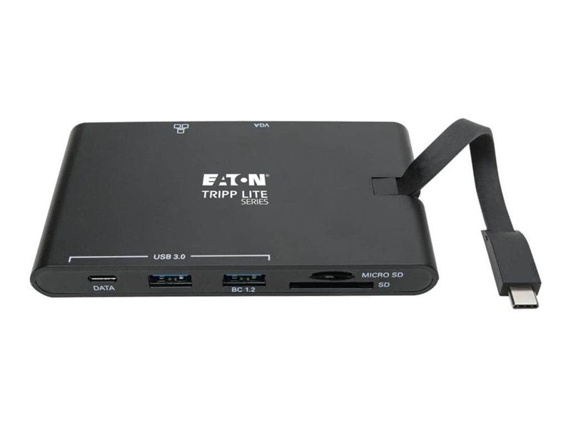 Tripp Lite USB-C Laptop Docking Station - HDMI VGA GbE 4K @ 30 Hz Thunderbolt 3 USB-A USB-C PD Charging 3.0 Black - docking stat