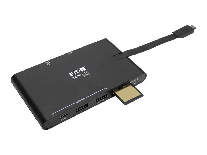 Tripp Lite USB-C Laptop Docking Station - HDMI VGA GbE 4K @ 30 Hz Thunderbolt 3 USB-A USB-C PD Charging 3.0 Black - docking stat