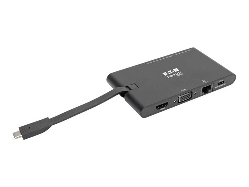 Tripp Lite USB-C Laptop Docking Station - HDMI VGA GbE 4K @ 30 Hz Thunderbolt 3 USB-A USB-C PD Charging 3.0 Black - docking stat