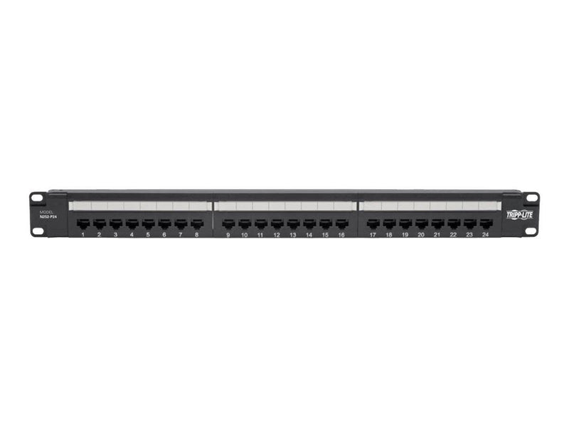 Tripp Lite Cat6 24-Port Patch Panel - PoE+ Compliant 110/Krone 568A/B RJ45 Ethernet 1U Rack-Mount TAA - patch panel - 1U - 19" -