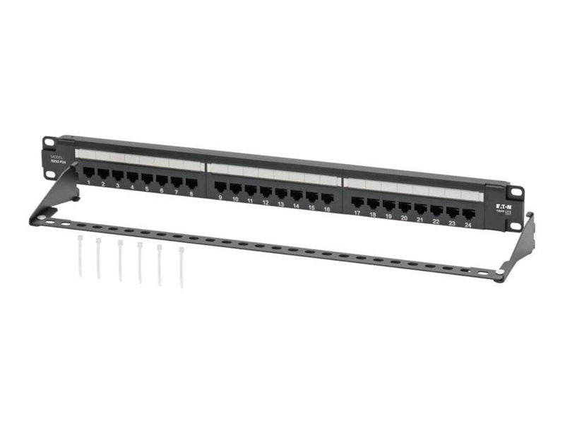 Tripp Lite Cat6 24-Port Patch Panel - PoE+ Compliant 110/Krone 568A/B RJ45 Ethernet 1U Rack-Mount TAA - patch panel - 1U - 19" -