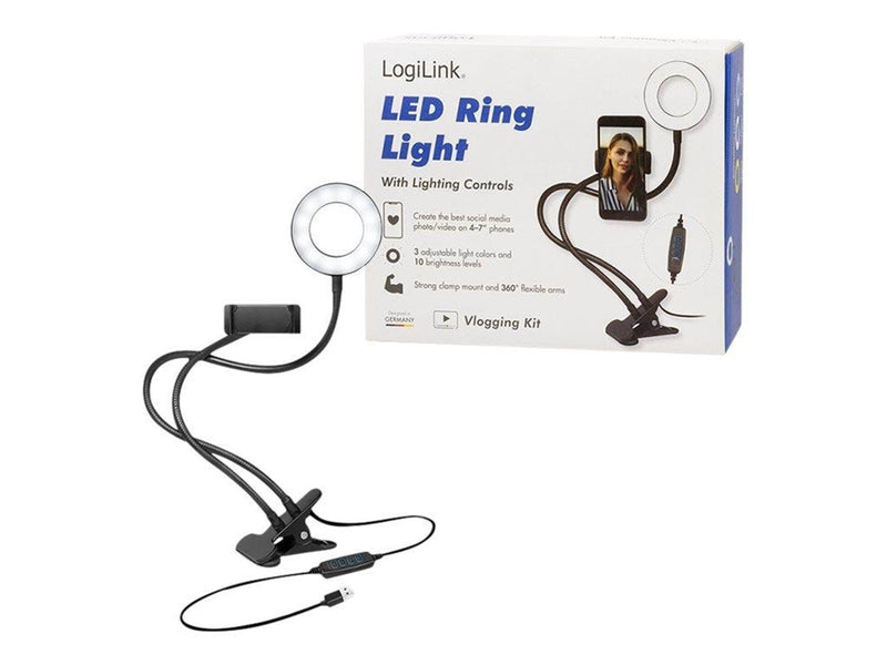 LogiLink Smartphone Ring Light Clamp Mount Ø 8.5 cm