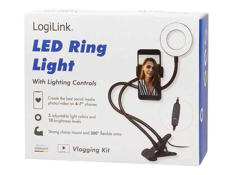 LogiLink Smartphone Ring Light Clamp Mount Ø 8.5 cm