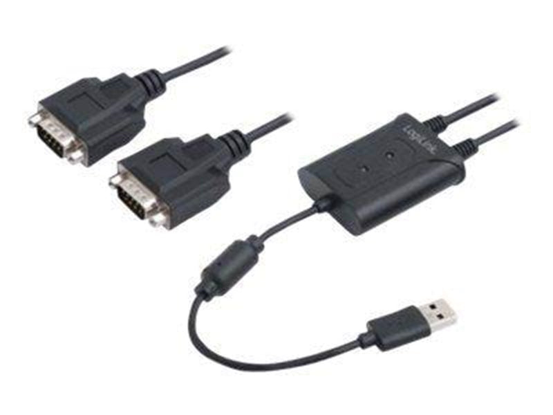 LogiLink USB 1.1 cable USB-A/M to 2x DB9 (RS232)/M ferrite black 1.5 m