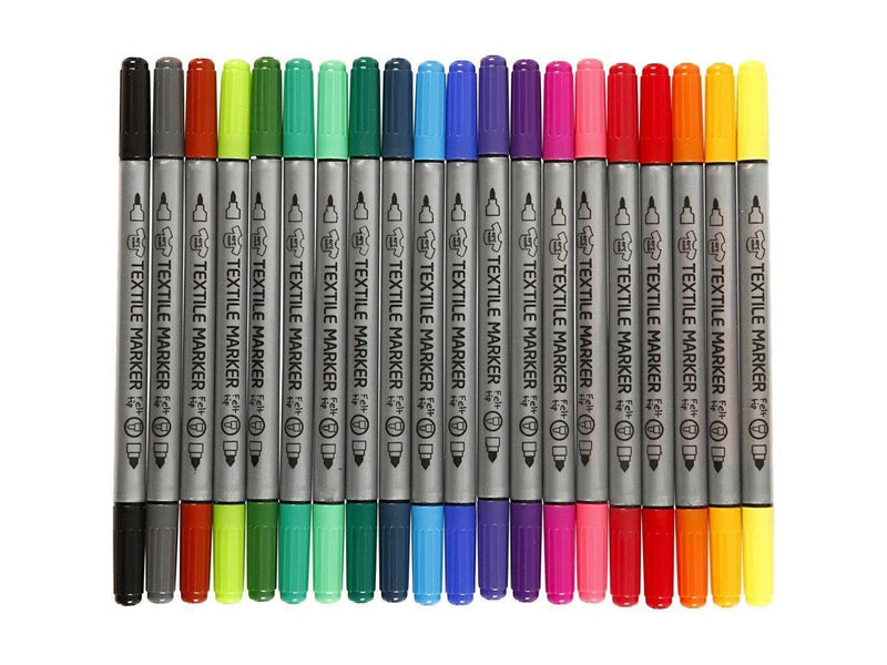 Creativ Company Double-sided Textile Markers - Basic colors 20pcs