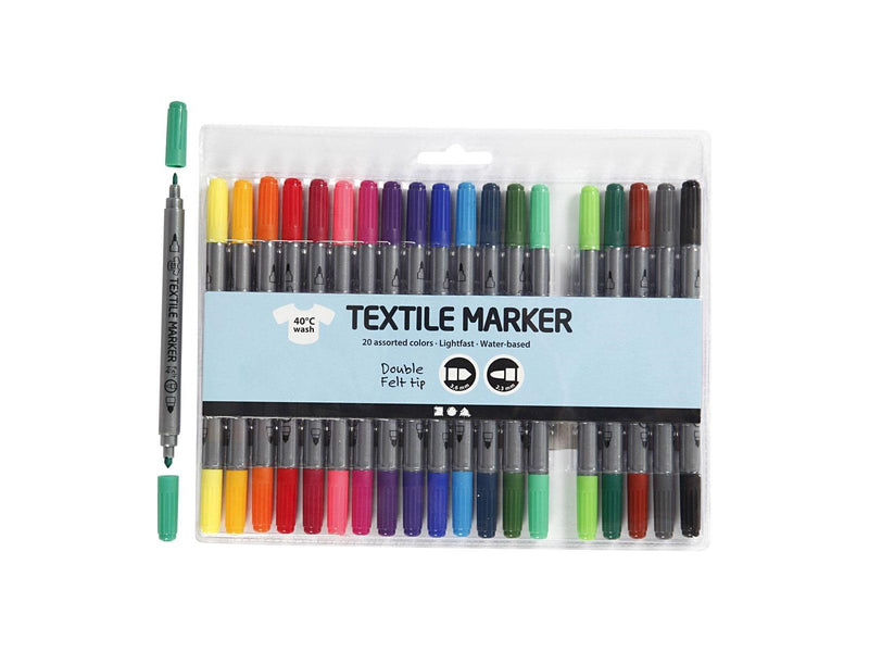 Creativ Company Double-sided Textile Markers - Basic colors 20pcs