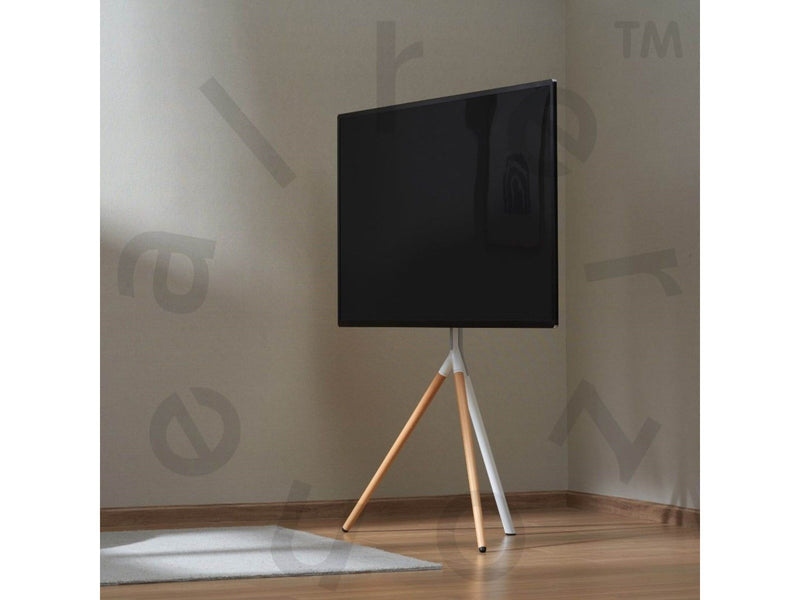 Alterzone Trio Lite Staffelei TV-Bodenständer, Weiß 32 kg 43", 49", 55", 65" Up to 400 x 400 mm
