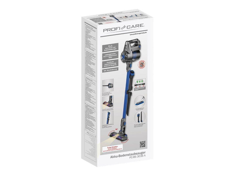 ProfiCare 2-in-1 Staubsauger PC-BS 3036 - vacuum cleaner - cordless - stick/handheld - 1 battery - anthracite