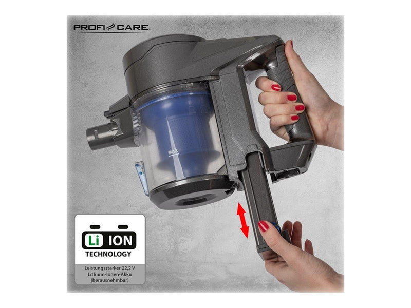 ProfiCare 2-in-1 Staubsauger PC-BS 3036 - vacuum cleaner - cordless - stick/handheld - 1 battery - anthracite