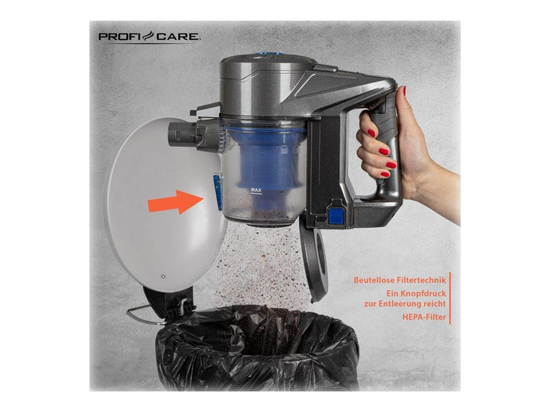 ProfiCare 2-in-1 Staubsauger PC-BS 3036 - vacuum cleaner - cordless - stick/handheld - 1 battery - anthracite