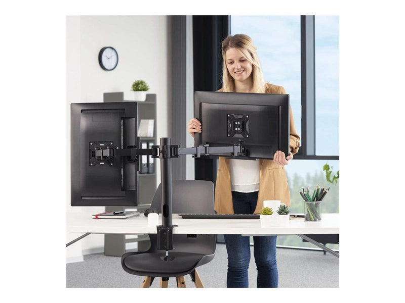 Hama mounting kit - full-motion - for 2 monitors - black