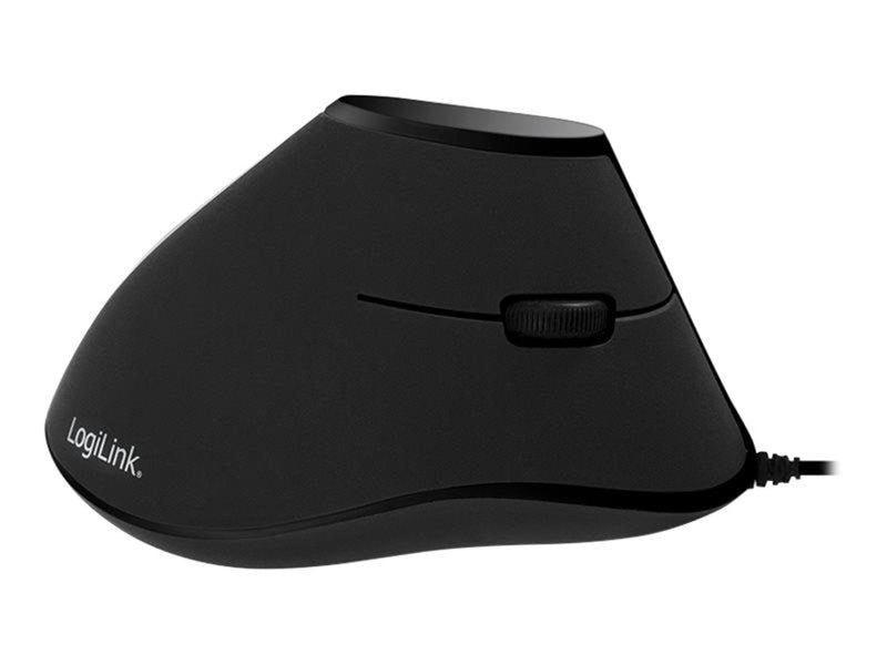 LogiLink Ergonomic vertical mouse USB 100dpi black - Vertical mouse (Schwarz)