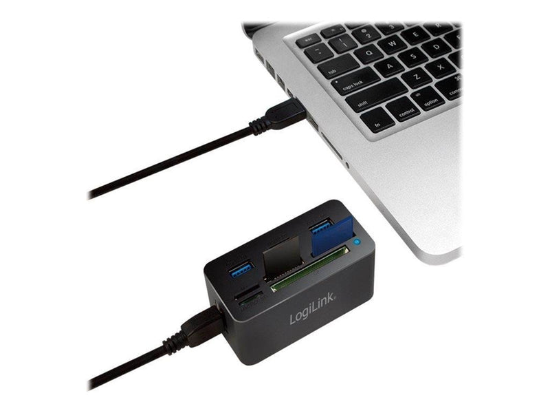LogiLink USB 3.0 hub with all-in-one card reader black USB-Hubs - 3 - Schwarz