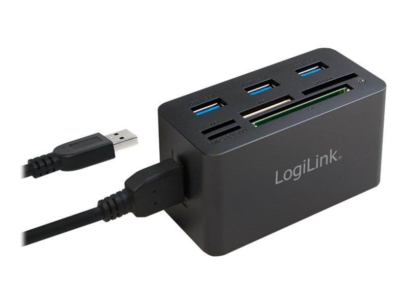 LogiLink USB 3.0 hub with all-in-one card reader black USB-Hubs - 3 - Schwarz
