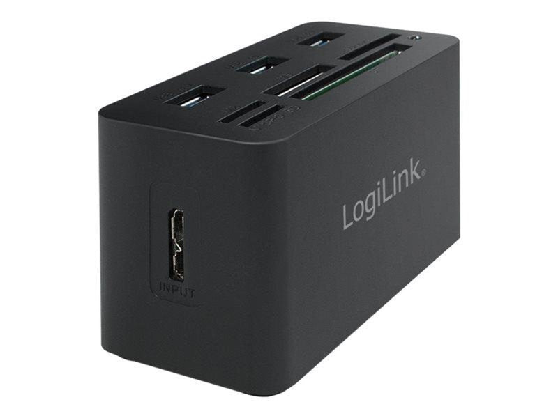 LogiLink USB 3.0 hub with all-in-one card reader black USB-Hubs - 3 - Schwarz