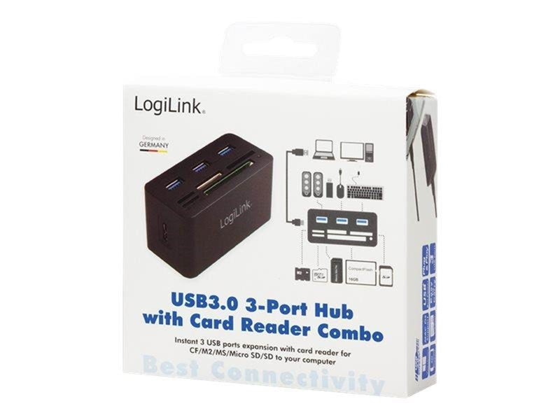 LogiLink USB 3.0 hub with all-in-one card reader black USB-Hubs - 3 - Schwarz