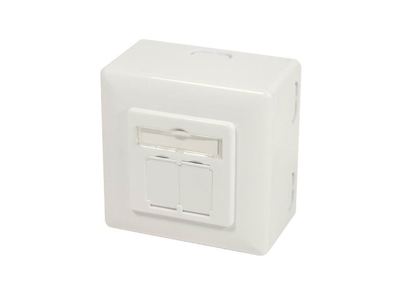 LogiLink NP0124 Cat.6A wall outlet 2 x RJ45 shielded with backbox pure white