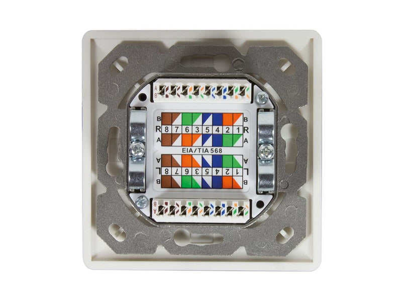 LogiLink NP0124 Cat.6A wall outlet 2 x RJ45 shielded with backbox pure white