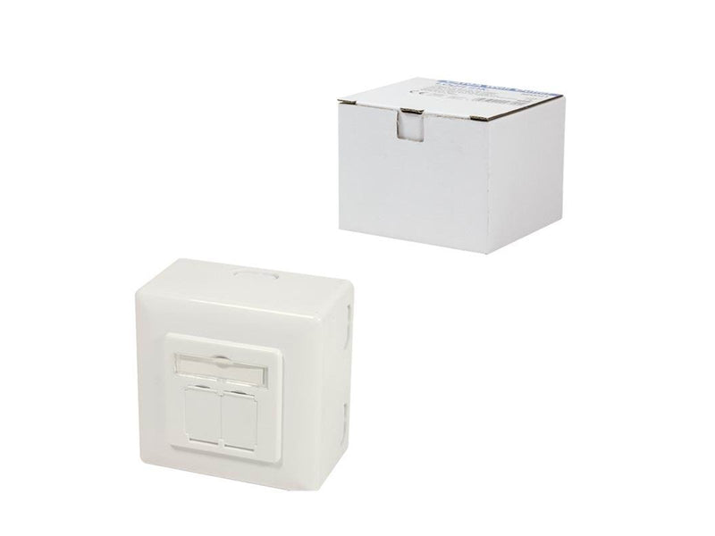 LogiLink NP0124 Cat.6A wall outlet 2 x RJ45 shielded with backbox pure white