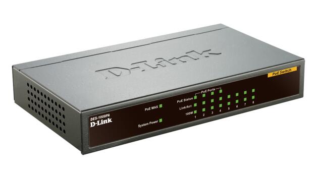 D-Link DES-1008PA 8-Port 100MBit/s PoE Switch
