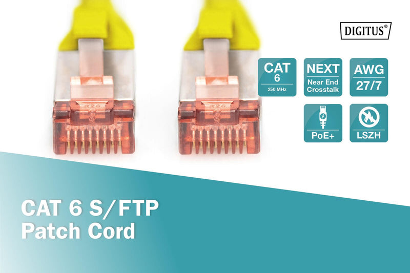 DIGITUS Patch-Kabel RJ-45 (M) zu RJ-45 (M) 0.5m Kupfer S/FTP Cat 6 gelb (DK-1644-005/Y)