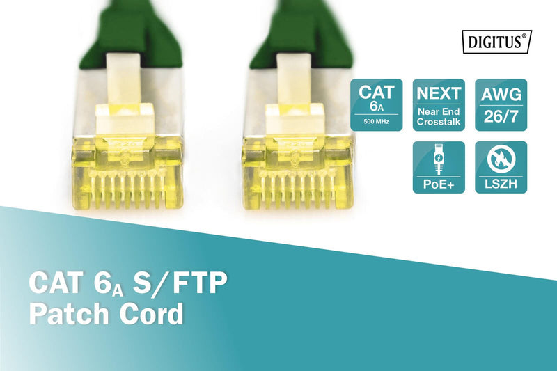 DIGITUS Patch-Kabel RJ-45 (M) zu RJ-45 (M) 2m Kupfer S/FTP Cat 6a grün (DK-1644-A-020/G)