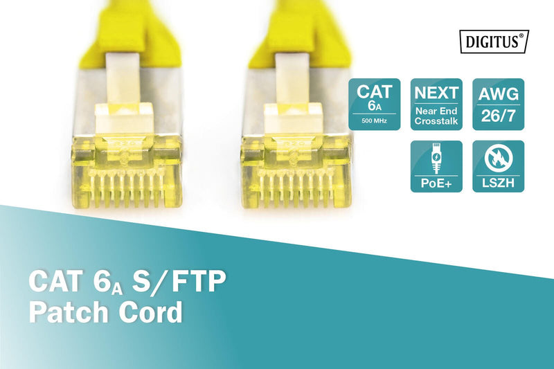 DIGITUS Patch-Kabel RJ-45 (M) zu RJ-45 (M) 3m Kupfer S/FTP Cat 6a gelb (DK-1644-A-030/Y)