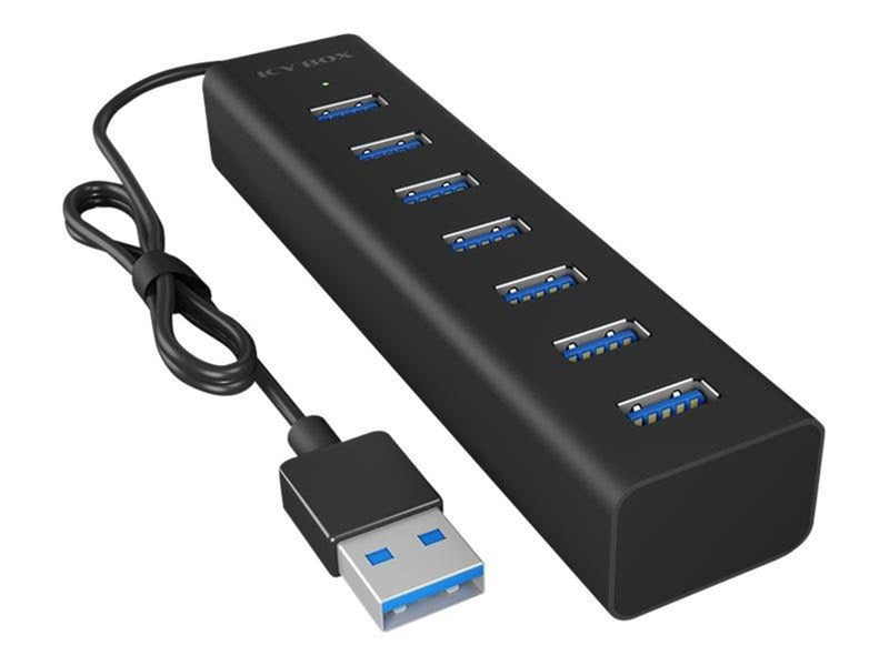 RaidSonic ICY BOX IB-HUB1700-U3 USB-Hubs - USB 3.2 - 7 - Schwarz